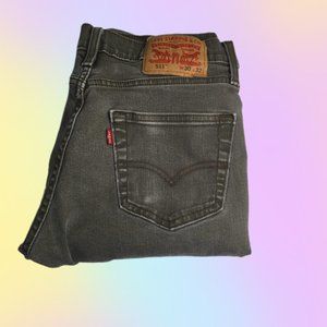 Men’s Levi’s 511 Charcoal Black/Grey Wash Denim Jeans Size 30x32